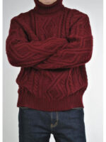 Зимний теплый мужской свитер бордовый