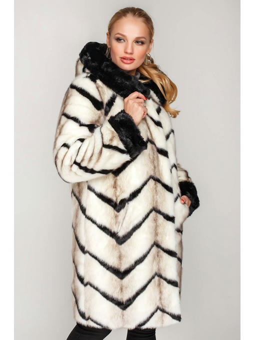 Длинная шуба молочного цвета под норку — изображение 4