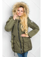 Парка женская зимняя цвета хаки на силиконе