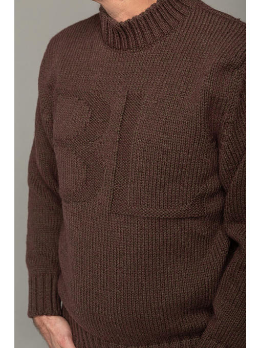 Теплый шерстяной мужской свитер с высокой горловиной мокко меланж — изображение 2