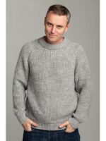Шерстяной мужской свитер с рукавом реглан светло-серый