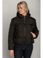 Демисезонная женская куртка с капюшоном в черном цвете