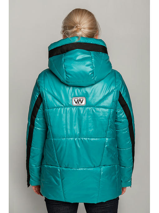 Бирюзовая демисезонная женская куртка с контрасной отделкой — изображение 2