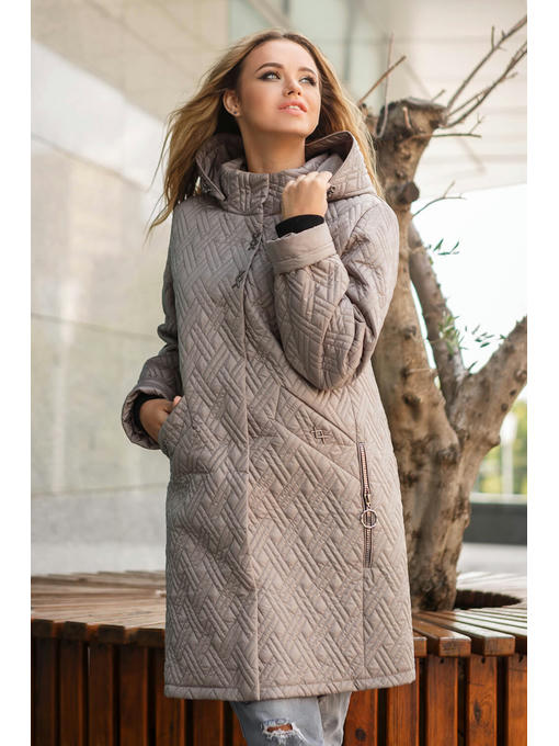 Демисезонная женская куртка стеганая, бежевого цвета от — изображение 6