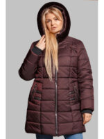 Зимняя женская куртка с капюшоном в цвете бордо, р 52-62
