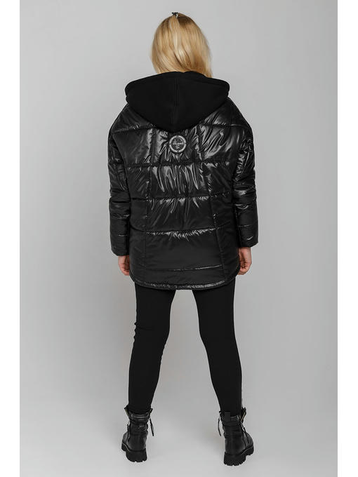 Женская зимняя куртка с капюшоном черная — изображение 9