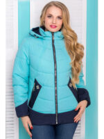 Женская демисезонная берюзовая куртка с синими элементами