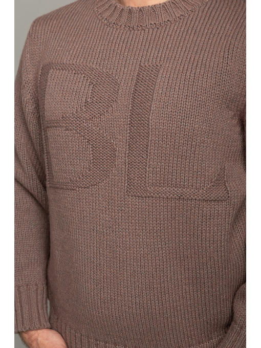 Зимний мужской шерстяной свитер бежевого цвета — изображение 2