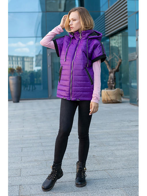 Женская стеганная жилетка цвета фуксия (фиолетовая) — изображение 2