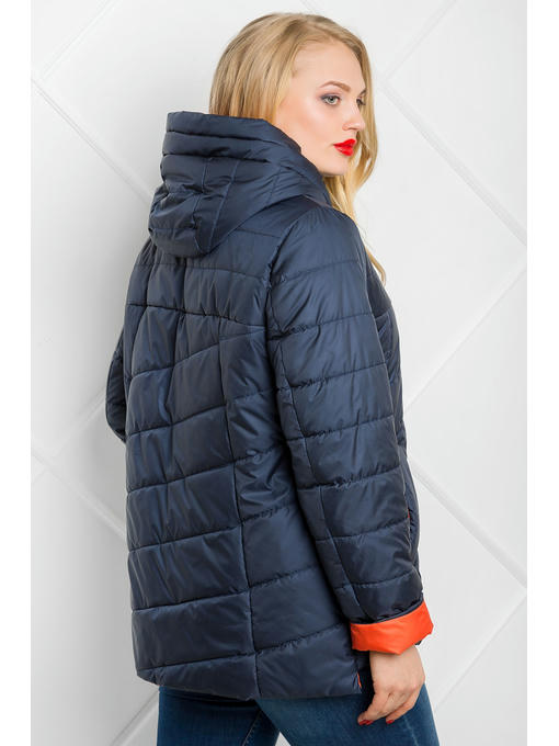 Синяя демисезонная куртка с коралловыми вставками — изображение 4