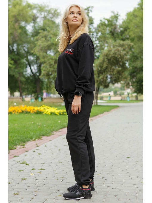 Женский спортивный костюм с худи черного цвета — изображение 4