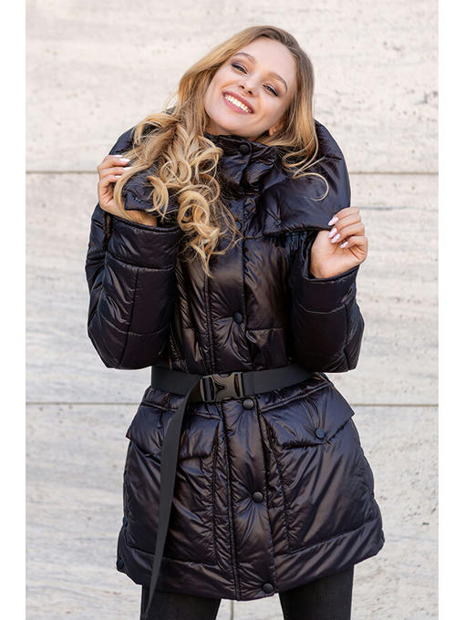 Демисезонная женская куртка еврозима черная, 46-56 р — изображение 6