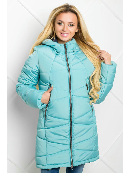Длинная женская демисезонная куртка мята 17052 — изображение 3