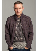 Стильная шерстяная мужская кофта фиолетовая