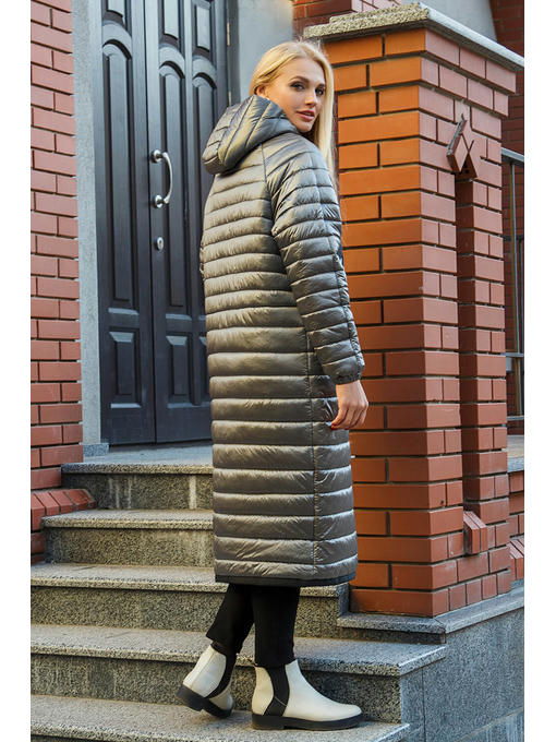 Молодежное модное демисезонное пальто в стиле оверсайз стального цвета — изображение 4