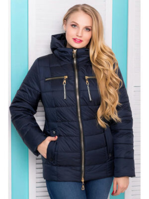 Темно-синяя демисезонная куртка с регулирующимся рукавом