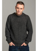 Шерстяной мужской свитер с рукавом реглан в цвете графит