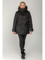 Черная зимняя женская куртка оверсайз