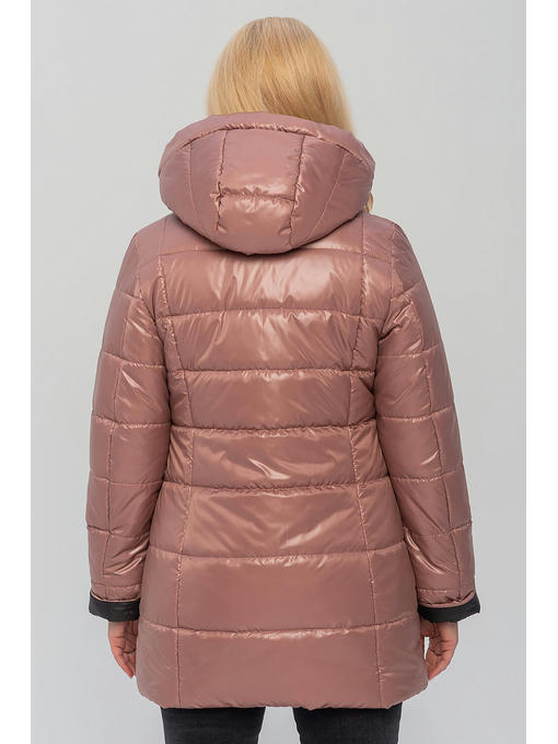 Демисезонная женская куртка с поясом цвета пудра — изображение 2