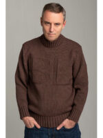 Теплый шерстяной мужской свитер с высокой горловиной мокко меланж