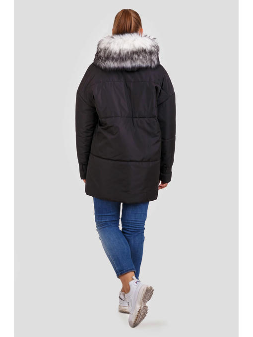 Стильная женская парка Джастин с меховым воротником черная — изображение 2