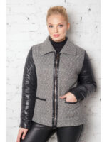 Куртка женская серо-черная на весну с буклированными вставками