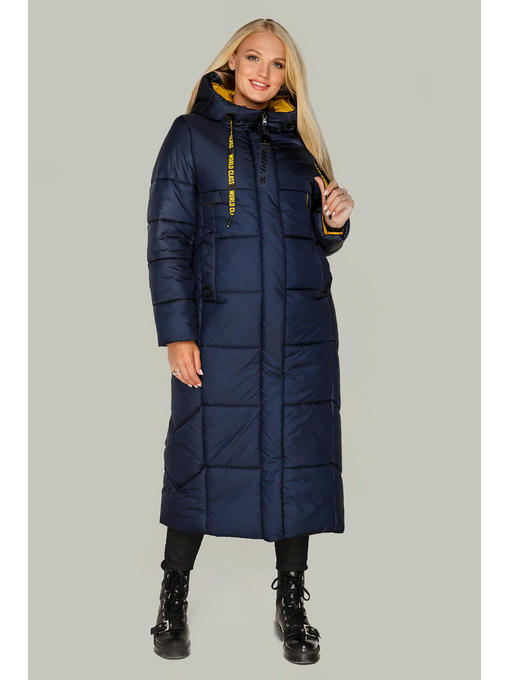 Синее зимнее женская пальто - куртка модного покроя с вшитым капюшоном от — изображение 3