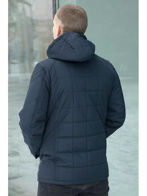 Мужская темно-синяя куртка на весну/осень с капюшоном бренд — изображение 2