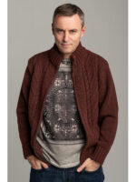 Стильная шерстяная мужская кофта терракотовая