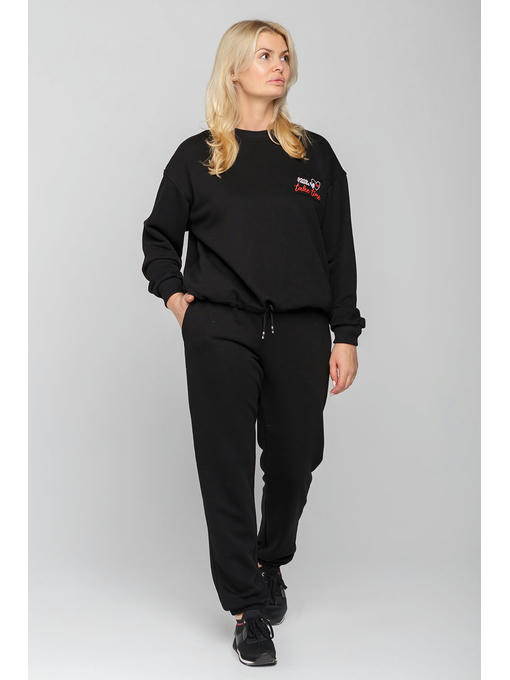 Женский спортивный костюм с худи черного цвета