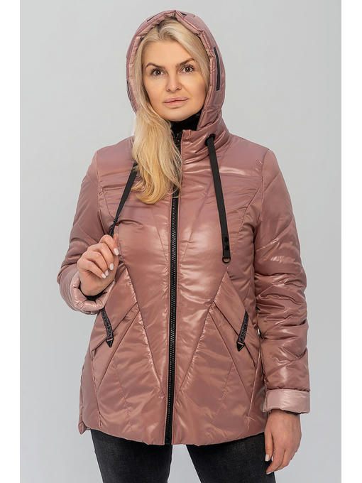 Модная куртка на межсезонье больших размеров в цвете пудра — изображение 5