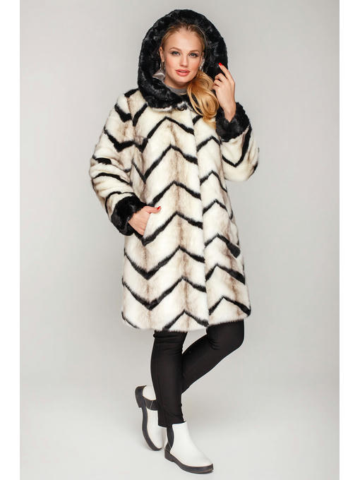 Длинная шуба молочного цвета под норку — изображение 6