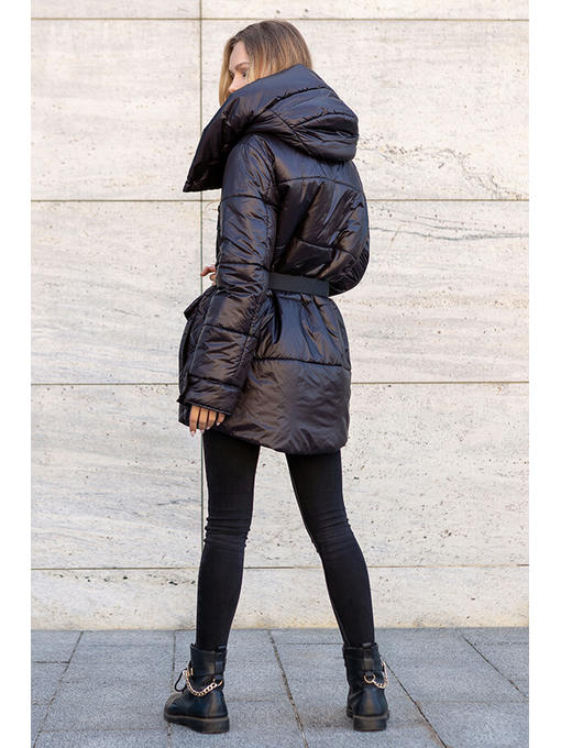 Демисезонная женская куртка еврозима черная, 46-56 р — изображение 7