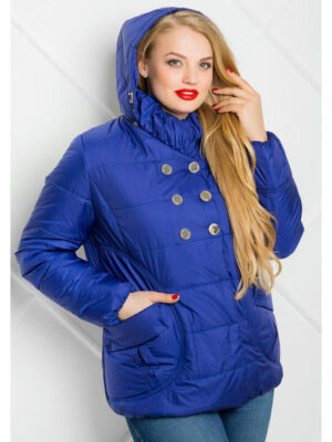 Женская демисезоння куртка цвета электрик из плащевки