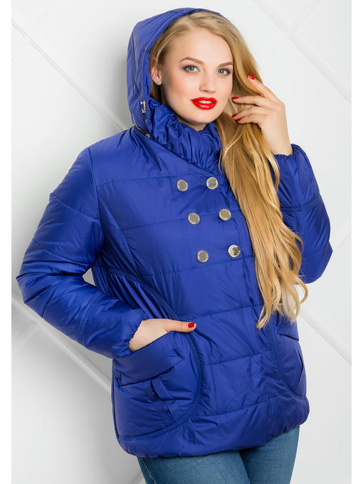 Женская демисезоння куртка цвета электрик из плащевки