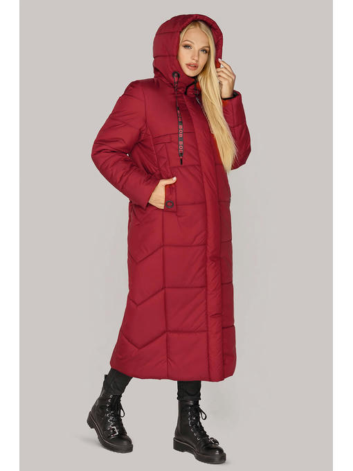 Женское пальто на зиму в красном цвете из новой коллекции — изображение 4