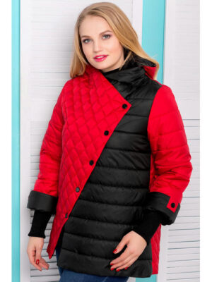 Куртка красно-черная демисезонная с трикотажным манжетом