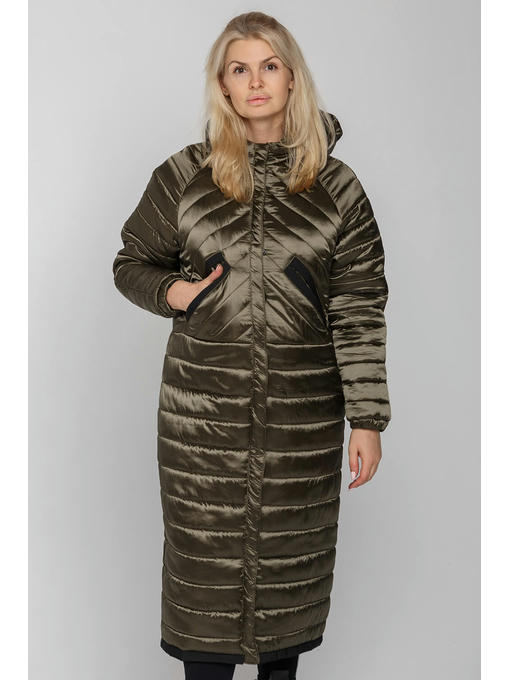 Молодежное модное демисезонное пальто в стиле оверсайз цвета хаки