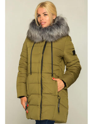 Зимняя женская куртка цвет хаки