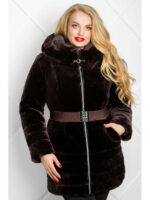 Стильная коричня эко шуба на искусственном меху