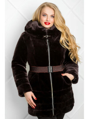 Стильная коричня эко шуба на искусственном меху