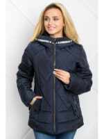 Демисезонная женская куртка со съемным капюшоном синяя