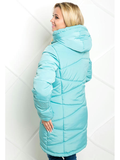 Длинная женская демисезонная куртка мята 17052 — изображение 2