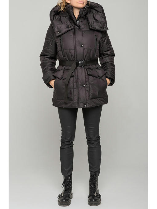 Демисезонная женская куртка еврозима черная матовая, 46-56 р — изображение 3