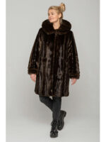 Длинная шуба коричня