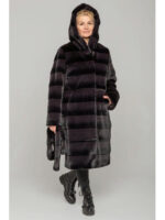 Длинная шуба Дольче из эко-меха в цвете графит