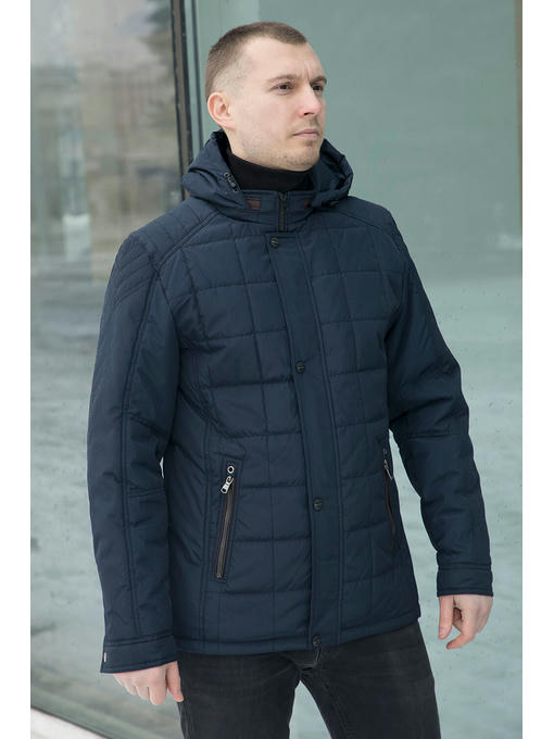 Мужская темно-синяя куртка на весну/осень с капюшоном бренд — изображение 3