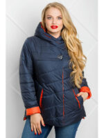 Синяя демисезонная куртка с коралловыми вставками