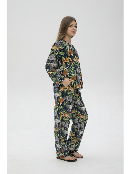 Пижама женская из вискозы в цвете сафари с тропическим принтом — изображение 3