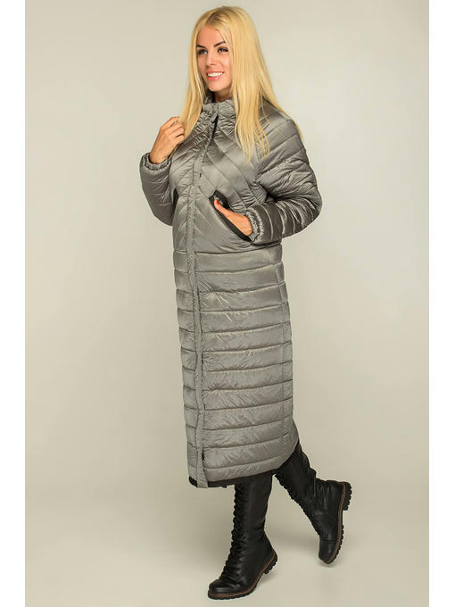 Молодежное модное демисезонное пальто в стиле оверсайз стального цвета — изображение 6